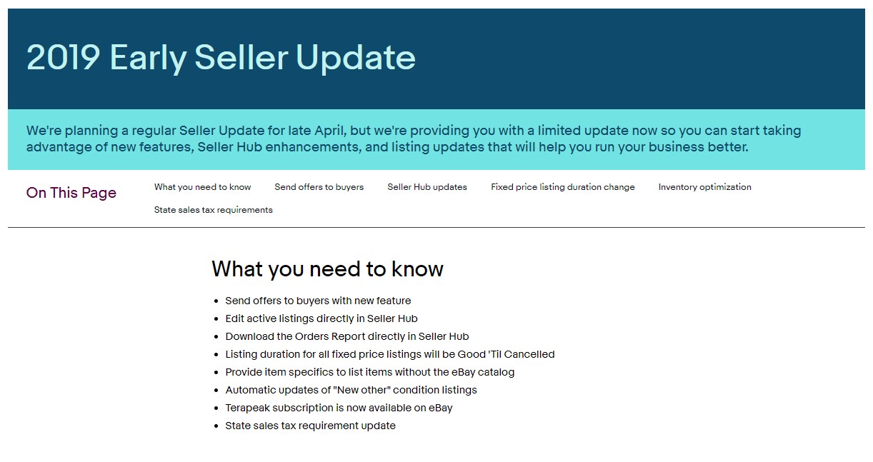 Ebay19年 Early Seller Update が発表されました オクルト